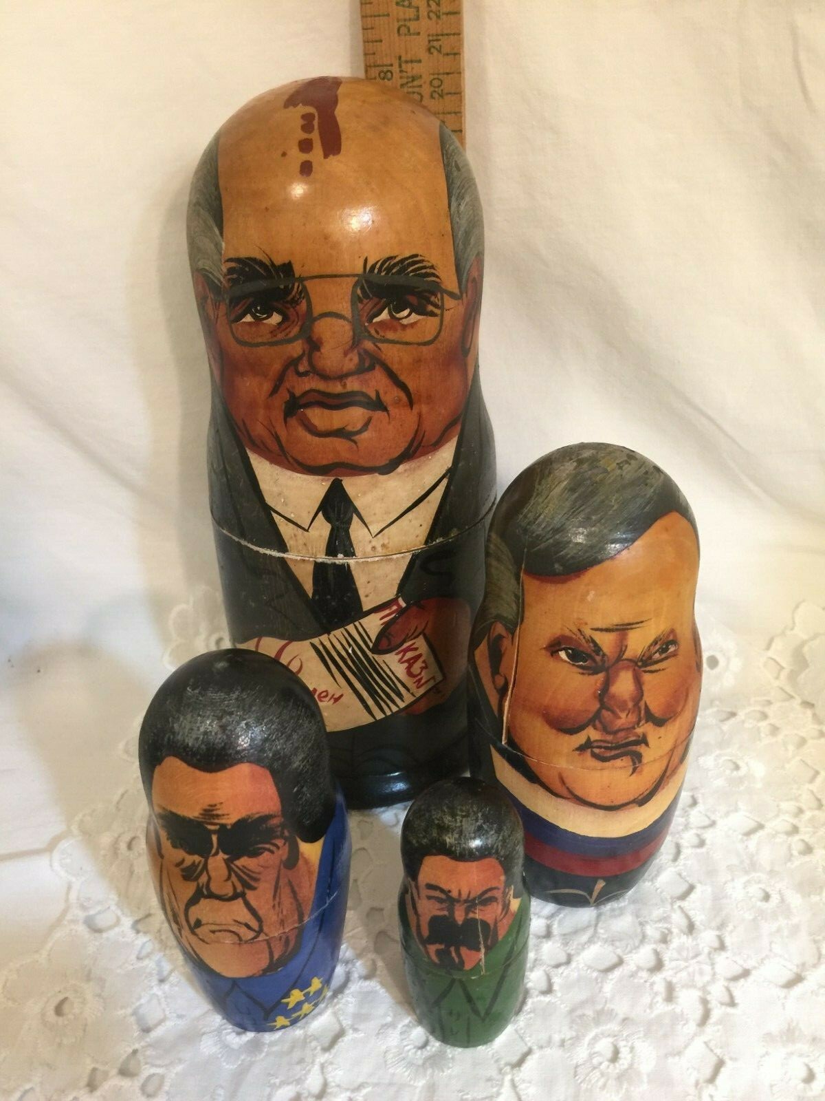 USSR Russian Soviet Leaders Political Matryoshka Wood Nesting Dolls Set