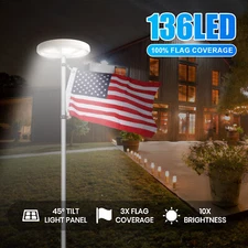 Solar Flag Pole Light Flagpole 136 LED Flag Light Outdoor Lighting Waterproof