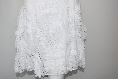 Robe Trapèze Oscar De La Renta Broderie Anglaise Blanc Neuf Avec étiquettes - Taille 10, Longueur Mini