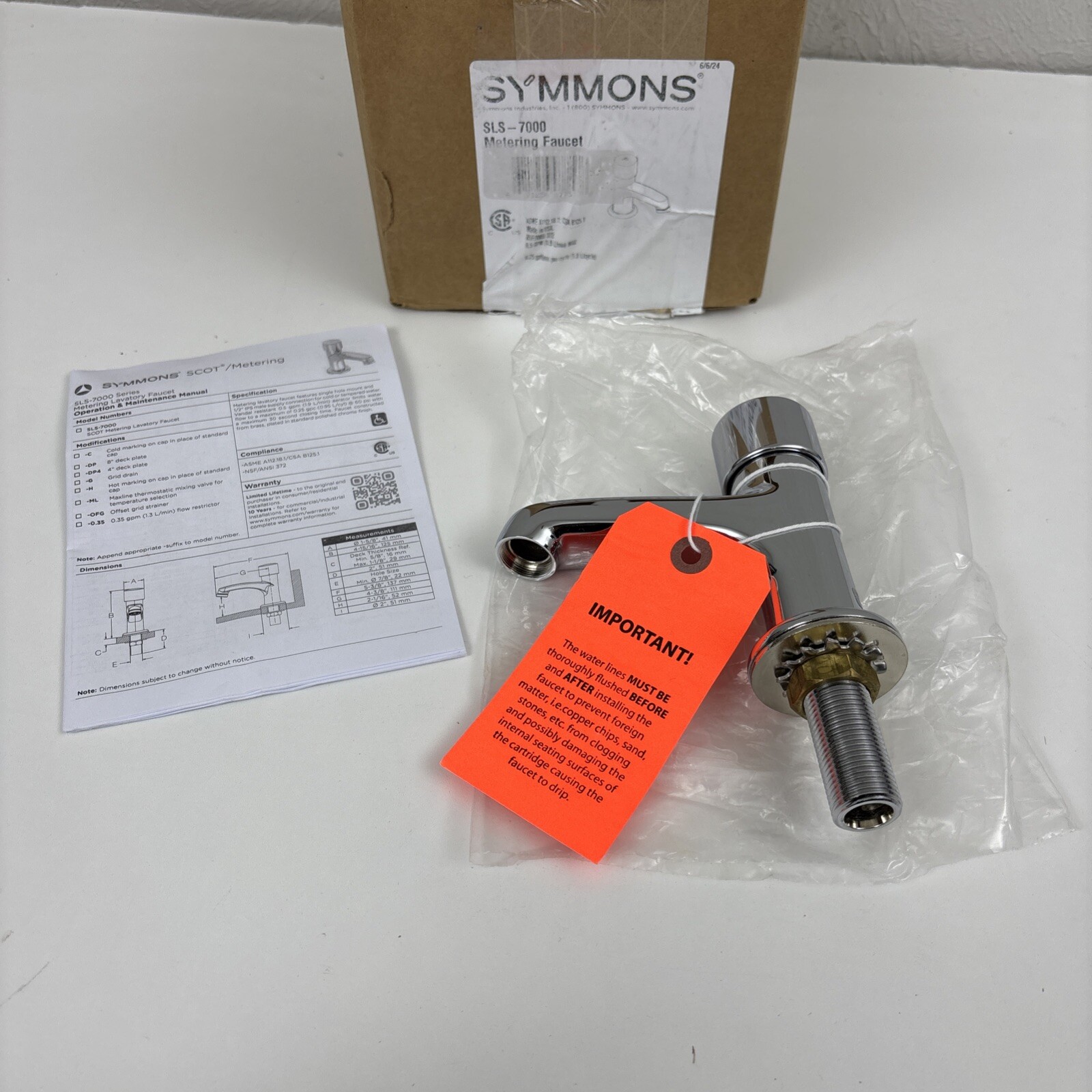 Symmons SLS-7000 Single Hole SCOT Metering Lavatory Faucet Polished Chrome