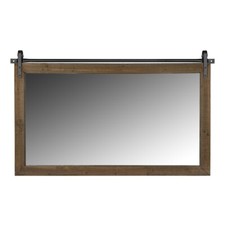 Spiegel Wandpiegel Holzrahmen rollbar braun 86 x 71 cm Rustikal Landhausstil