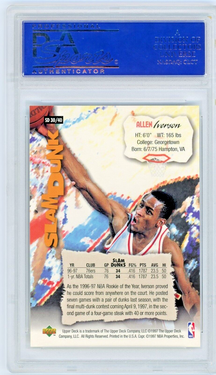 1997 Upper Deck Nestle - Allen Iverson - Slam Dunk - PSA 10 - #30