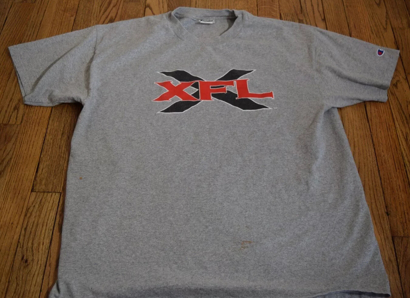Vintage Gray XFL T Shirt Champion Vince McMahon Pro Football League WWF WWE XL