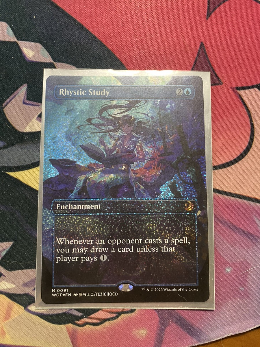 MTG Rhystic Study - Confetti Foil - Anime Borderless, NM MTG Rhystic Study - Confetti Foil - Anime Borderless, NM