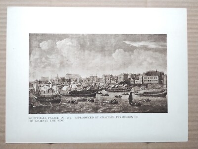 Whitehall Palace 1683, Westminster, London - antiker Druck - 1930