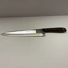 Kitchen Delite Chef's Knife 9" Blade Riveted Full Tang Wood Handle Japan VTG