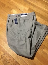 Chaps Dress Pants Pleated/Cuffed Olive82506 33x32 NWT 70% Rayon/30%Polyester
