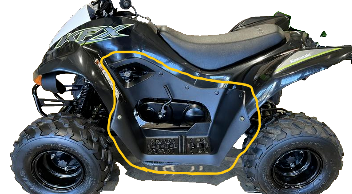KAWASAKI KFX50, KFX90 LEFT SIDE FLOORBOARD, FOOTWELL FLOOR BOARD