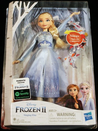 Disney Frozen 2 Cantando Elsa Musical Fashion Doll Vestito Blu "Nello Sconosciuto"