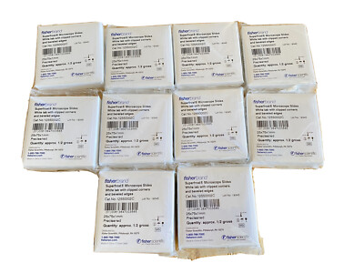 10x FISHERBRAND BEVELED EDGE SUPERFROST MICROSCOPE SLIDES 12-550-002 25X75X1.0mm