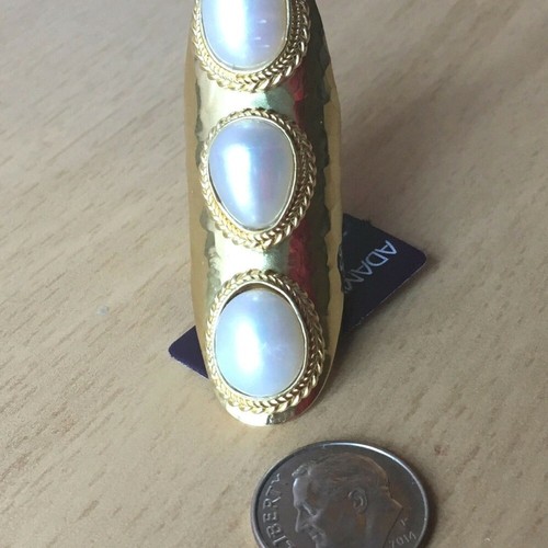 ADAMI & MARTUCCI PEARL RING 14K YELLOW GOLD PLATED - Picture 12 of 13