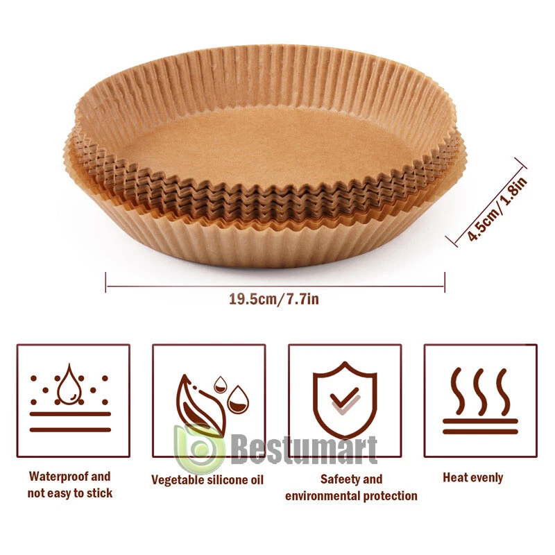 Air Fryer Liners 100/200 pcs Disposable Round Baking Paper Liner Non Stick Food