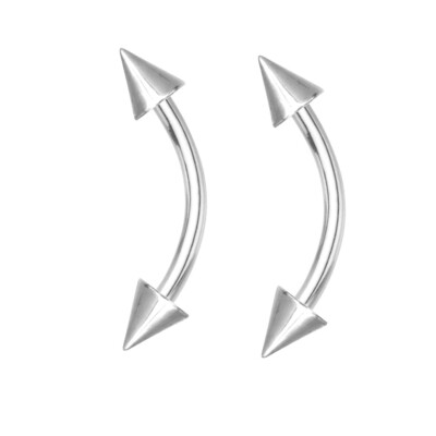 18G Eyebrow Piercing Curved Barbells surgical steel with Spike Ends Sold a pair