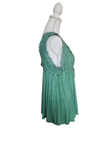 L Babydoll Shamrock Seafoam Green Lace Tank Top Fowy Fairy Beach Boho Hippie - Picture 2 of 11