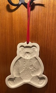 Brown Bag Cookie Art TEDDY BEAR Stone Press 6” Mold 1984 VINTAGE Christmas Time