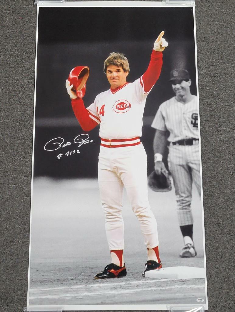 *READ* Pete Rose Autographed Signed "#4192" Hit 24x45 Photo Red Autograph ~ PSA/DNA Sticker 