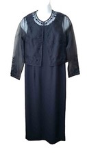 NEW Talbots Black Formal Dress + Sheer Silk Floral Jacket Women's Size 12