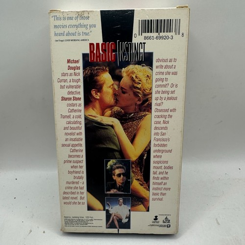 Basic Instinct VHS 1992 Michael Douglas Sharon Stone Thriller Drama Rated R - Picture 2 of 4