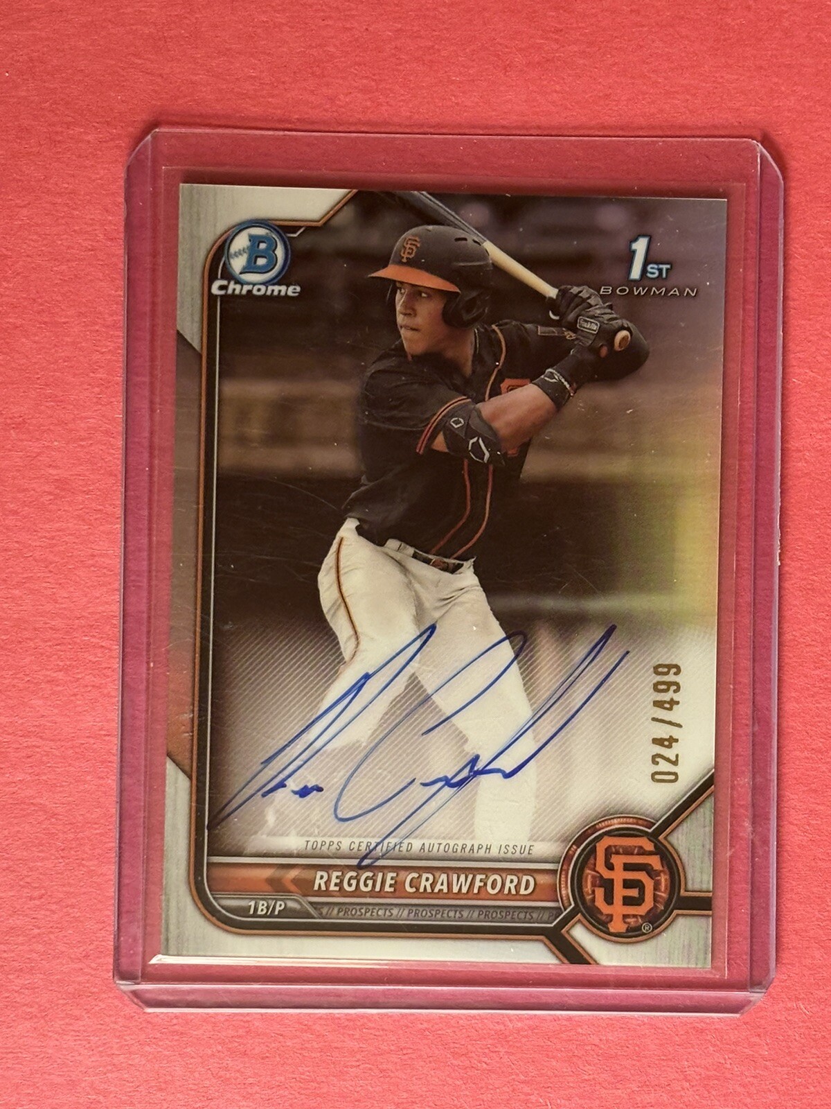 2022 Bowman Draft Reggie Crawford 1st Chrome Refractor Auto /499 Giants Qty 10