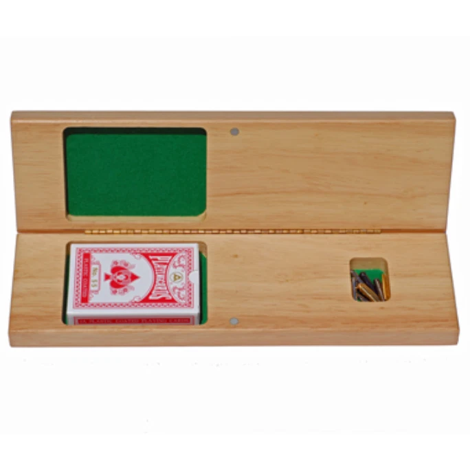 WE Games Continuous 3 Track Cabinet Cribbage Set, Solid Wood, Nautical Print - Image 3 of 4