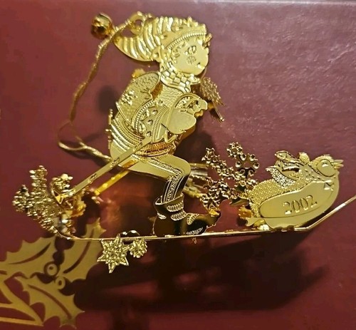 Danbury Mint Gold Plated Skier 2002 Christmas Ornament - Picture 3 of 6