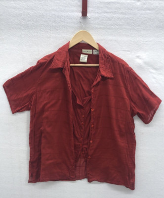 White Stag 2 Piece Shirt Set Size Large 12/14 Red Button Down Short Sleeve