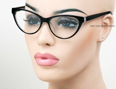 KISS Fashion Cat Eye Clear Glasses Retro/Pinup Vintage Style Womens Black  IT90