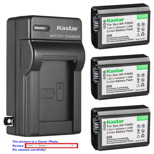 Kastar Battery AC Wall Charger for Sony NP-FW50 Sony NEX-5 NEX-5N NEX-5R NEX-5T
