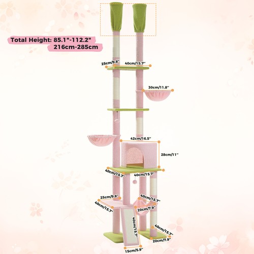PAWZ Road Cat Tree Tower Scratching Post Cats Condo House Ceiling High 216-285cm - Picture 23 of 45