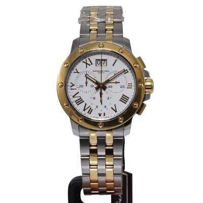 Raymond Weil Tango Chrono 40mm Two Tone White Dial Mens Watch 4899-STP-00308
