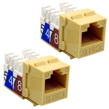 2 Pcs Cat6 RJ45 Network LAN Ethernet Keystone Jack 110 Punch Down Snap-In Ivory