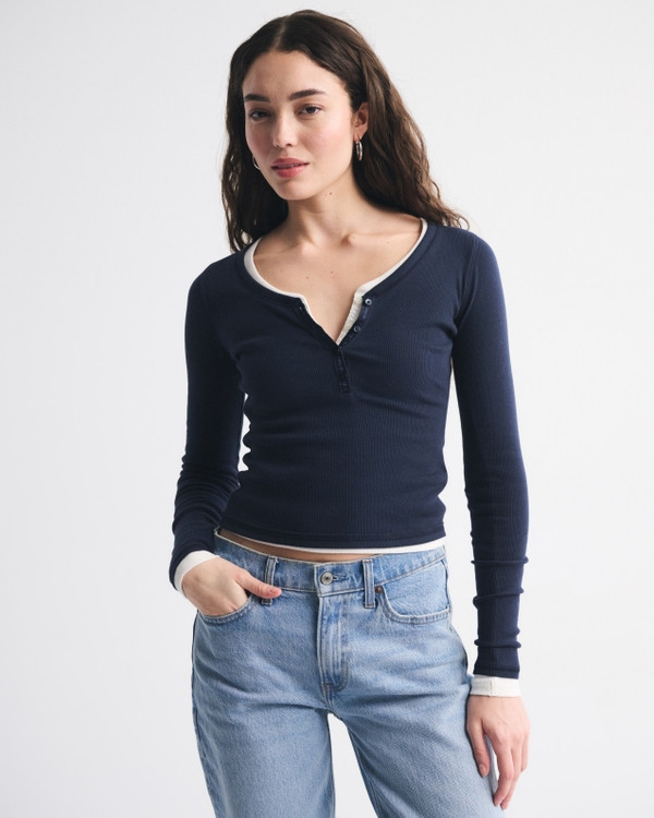 NWT Abercrombie & Fitch Long-Sleeve Rib Henley