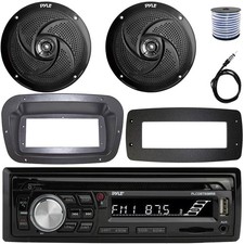 Pyle Single-DIN Boat CD Receiver W/Kit  Adapter Plate, 2x 8'' 320W Max Speakers