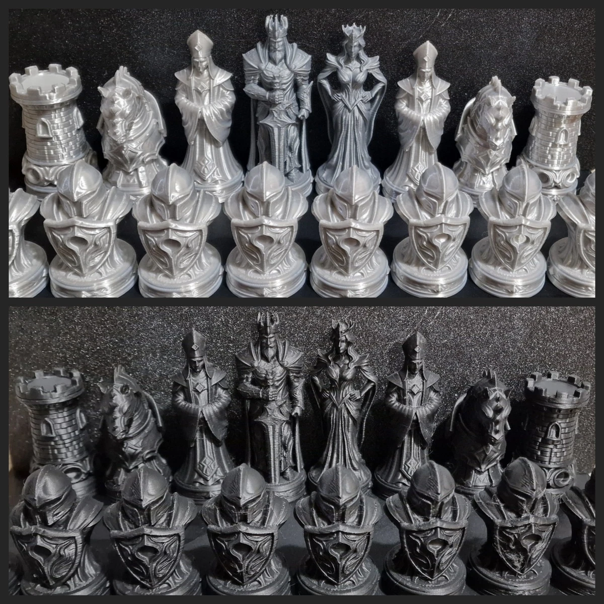 Casa Padrino Set Di Scacchi Di Lusso Cavaliere Ottone Antico / Argento Antico 42 X 42 Cm Scacchiera In Vetro Con Torri Del Castello In Poliresina E Pezzi Degli Scacchi In Poliresina - Foto 11