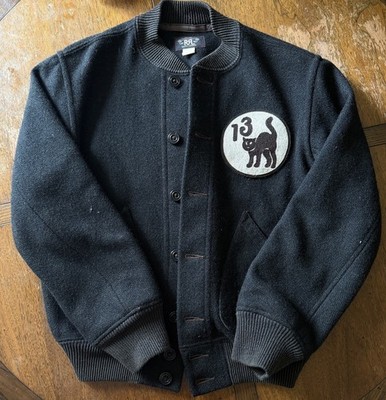 RRL Double RL Black Cat 13 Dixon Varsity Jacket Mens Brown Ralph