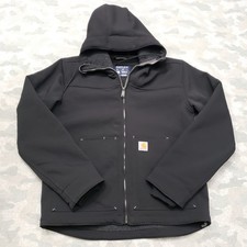 Carhartt Super Dux Jacket Men Small Black Rain Defender Full Zip Hooded Relaxed