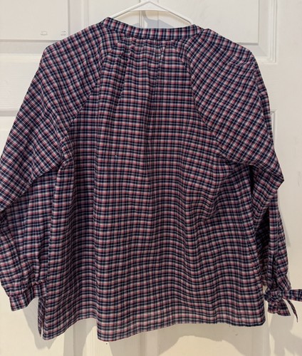 NWT Madewell Tie Sleeve Popover Top Cotton LINEN Blend Plaid Size M - Bild 3 von 6