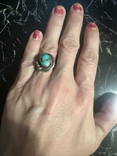 Vintage Sterling Silver and Turquoise Ring size 8 Navajo Native American