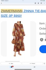 ZIMMERMANN ZINNIA TIE-BACK FLORAL PRINT SILK VOILE MAXI DRESS SIZE 0P $950!