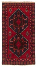 Vintage 3'5" x 6'0" Geometric Hand-Knotted Carpet Traditional Wool Area Rug