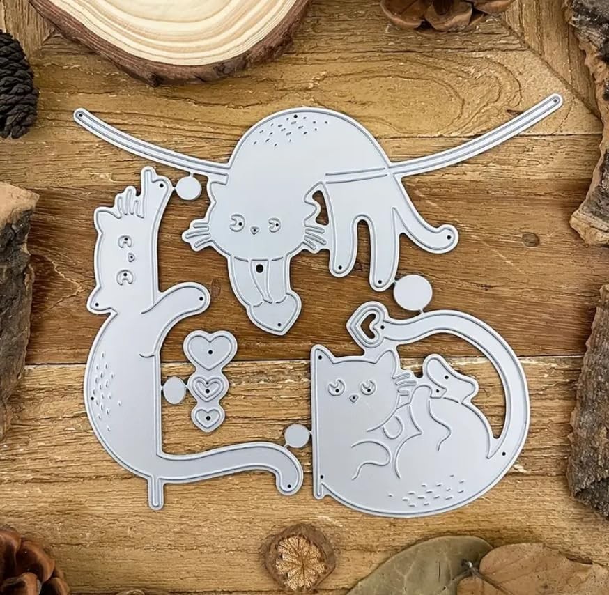3Pcs/Set Cats Metal Die Cuts, Lovely Lying Cutting Dies Cut... 