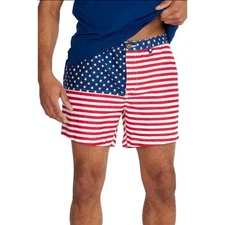 Chubbies The ‘Mericas Elastic Waist Red, White & Blue Flag Shorts Size Medium
