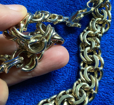 Vintage Sterling Silber Gold Platte Halskette Kleopatra Byzantiner schwer Italien 101g