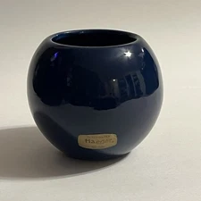Vintage MCM Haeger 4" Round Orb Vase Planter Cobalt Blue USA Globe w/ Sticker
