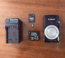 Canon IXUS 185 ELPH 185 Digital Camera 8x Zoom Black w/ Charger SD WORKS