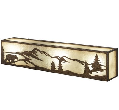 Hampton Bay Ansley Pine 24 in. Rustic Bronze Vanity Light Bar with Sunset Glass
