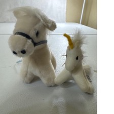 Dakin 1982 Cream Plush Horse and Unicorn Stuffed Animals
