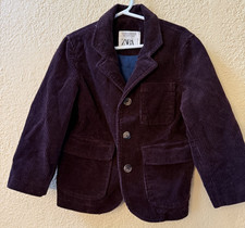 Boys ZARA Brown Cord Corduroy Lined Blazer Button Jacket Pockets Dressy 6