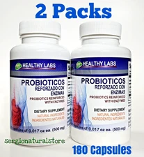 2 Packs Probiotic Reinforced with Enzymes Daily Wellness  180 Capsule Probiotico