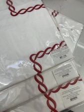Matouk India New 3 Shams Chain Embroidery 350TC Percale Raspberry Red READ
